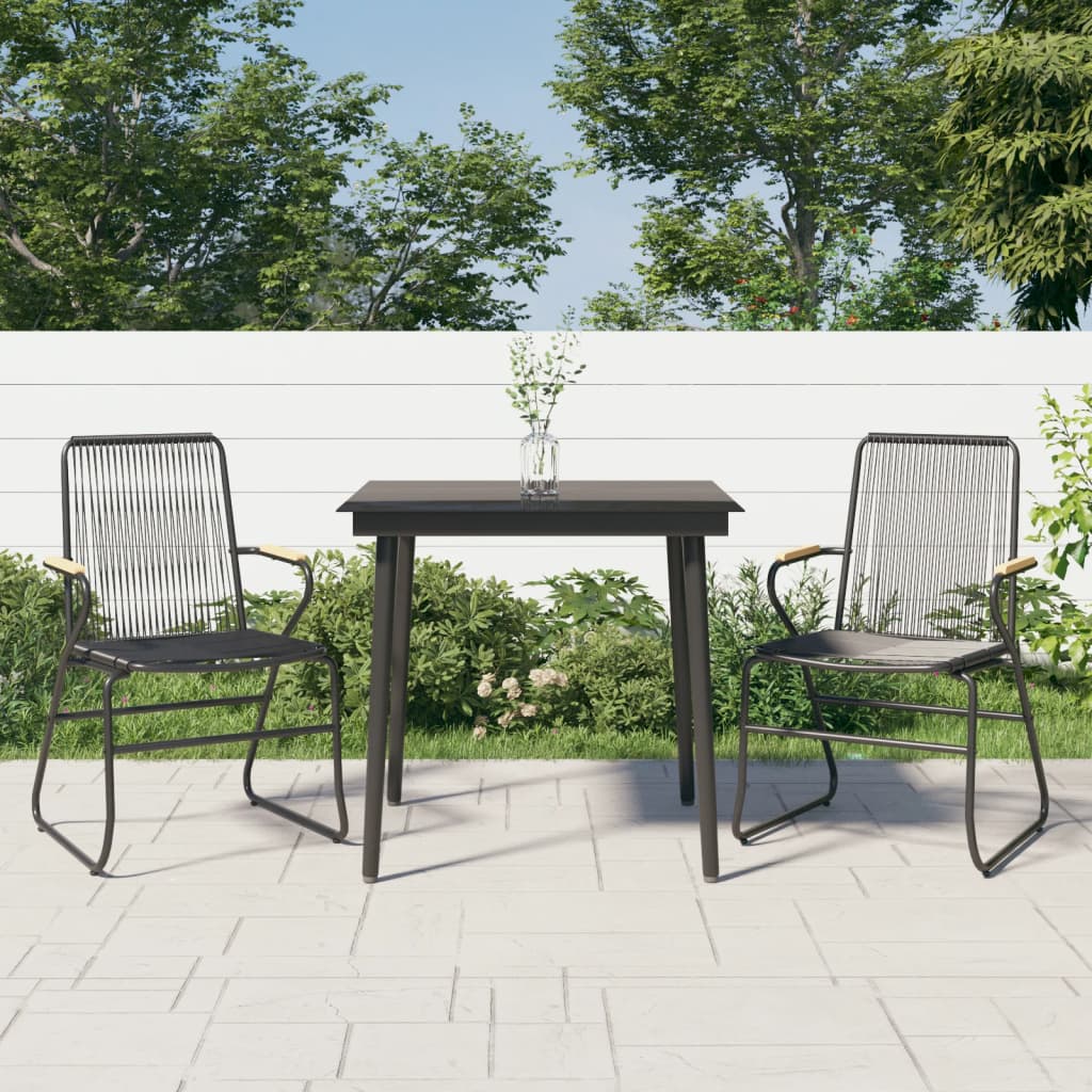 5 Piece Garden Dining Set Black Pvc Rattan