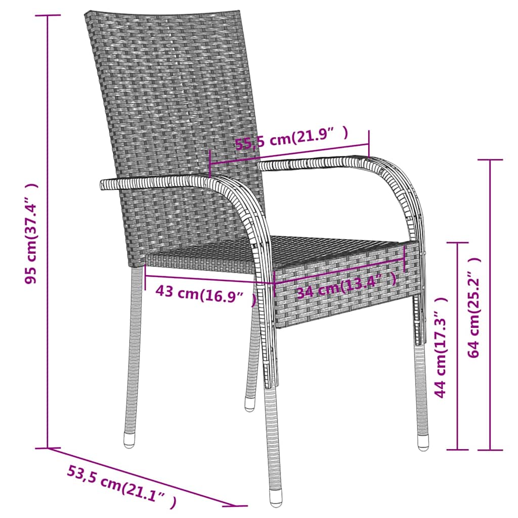 Outdoor Furniture Set 7 Piece Dining Grey And Black Brown And Black PE Rattan 14