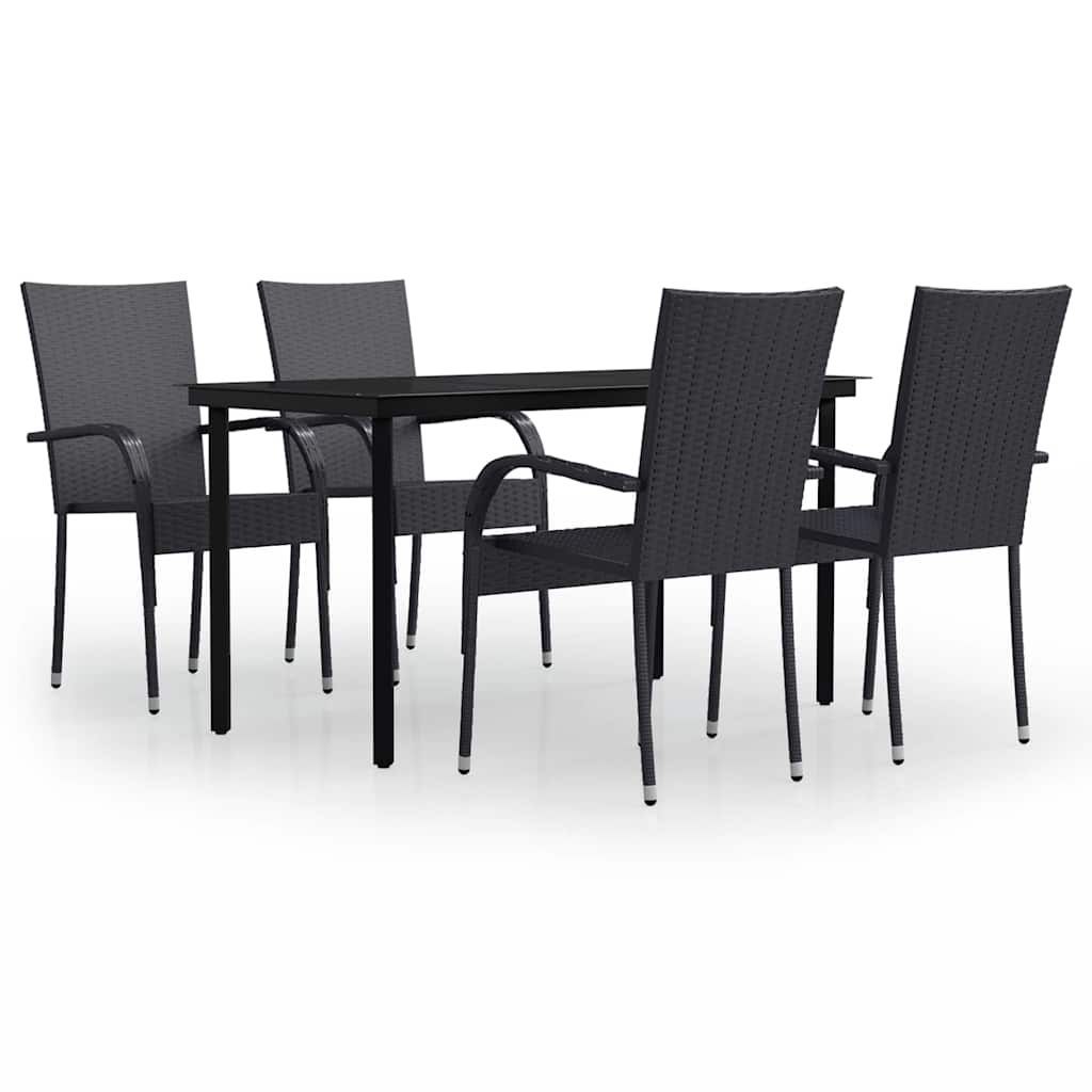 Outdoor Furniture Set 7 Piece Dining Grey And Black Brown And Black PE Rattan 14