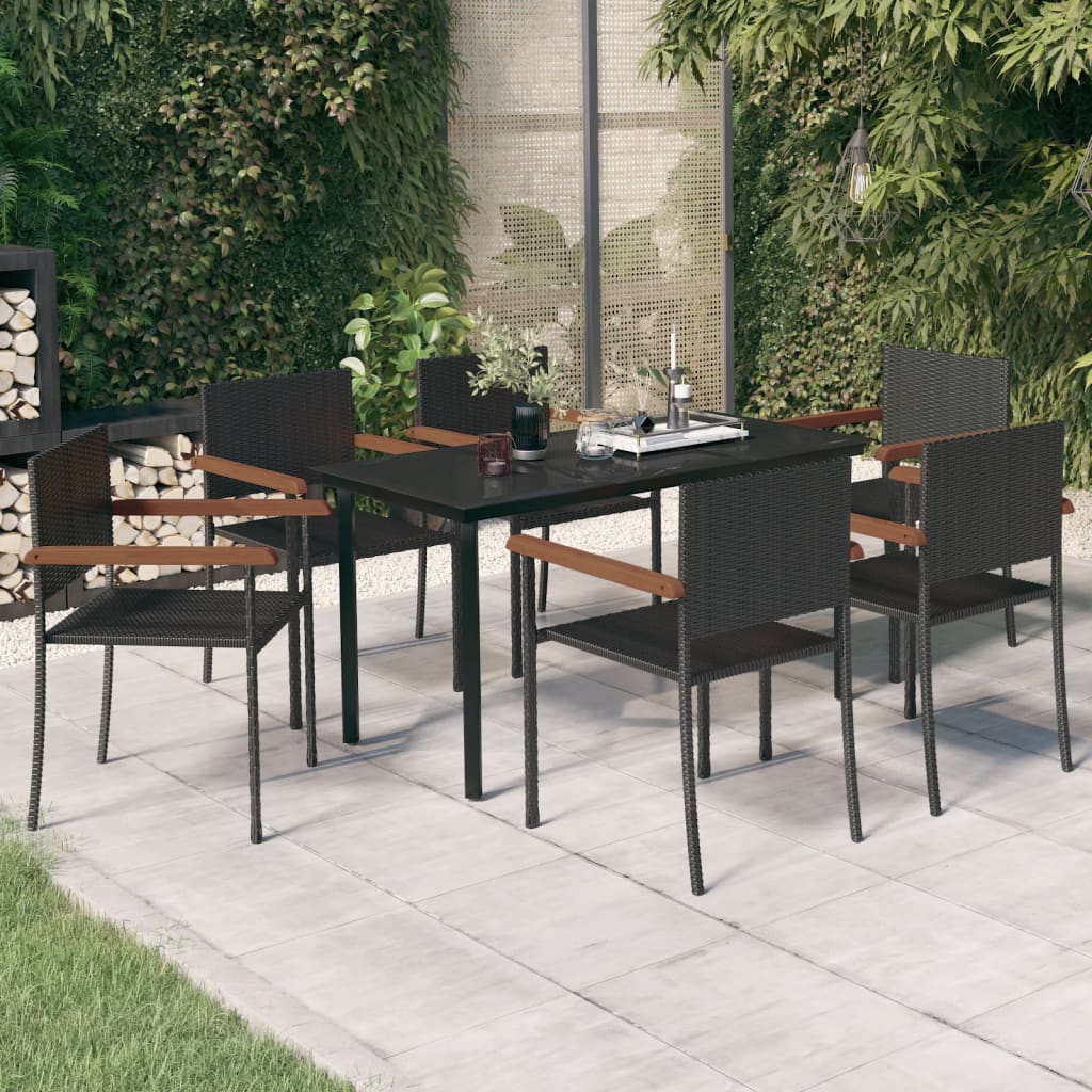 5 Piece Garden Dining Set Black