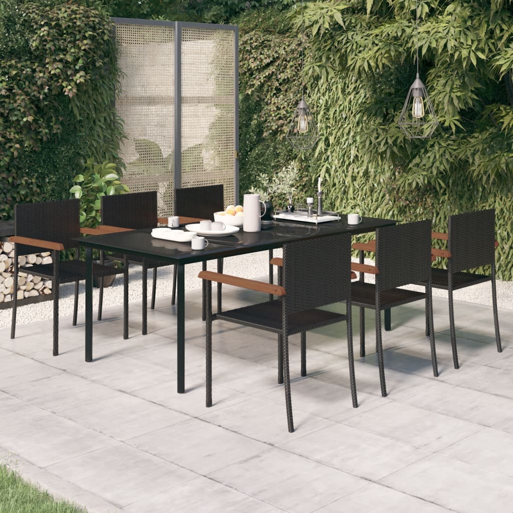 5 Piece Garden Dining Set Black