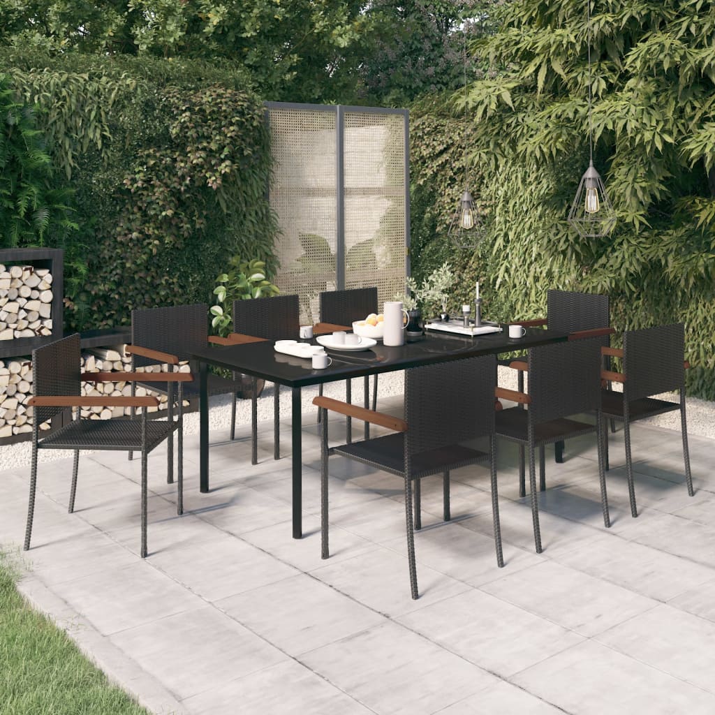 5 Piece Garden Dining Set Black