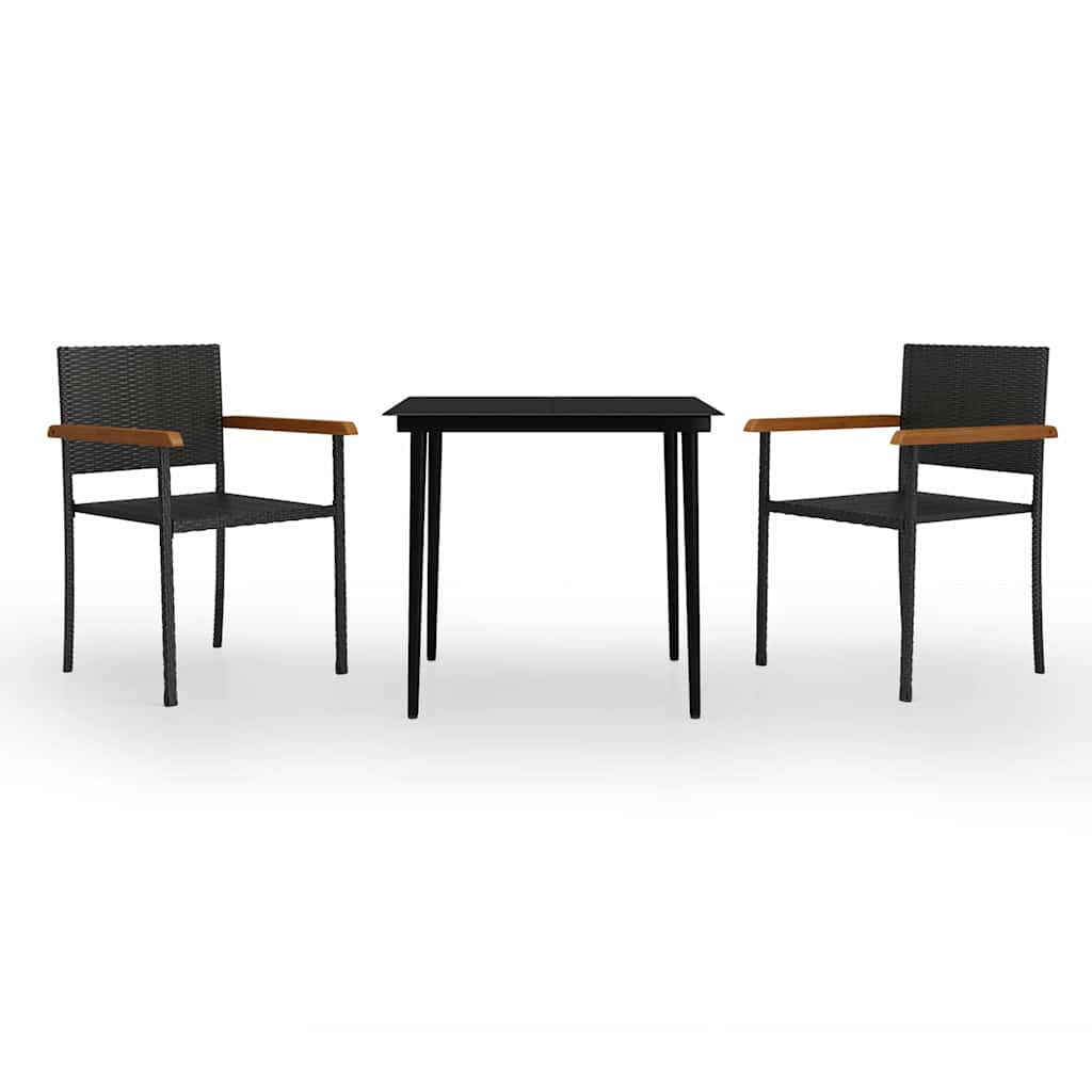 Outdoor Furniture Set 7 Piece Garden Dining Black Poly Rattan Black And Brown 2