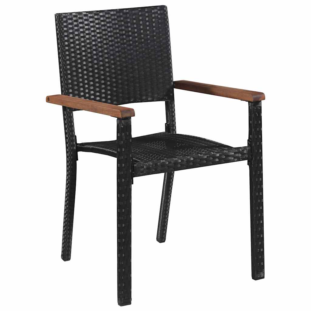 Outdoor Furniture Set 7 Piece Garden Dining Black Poly Rattan Black And Brown 2
