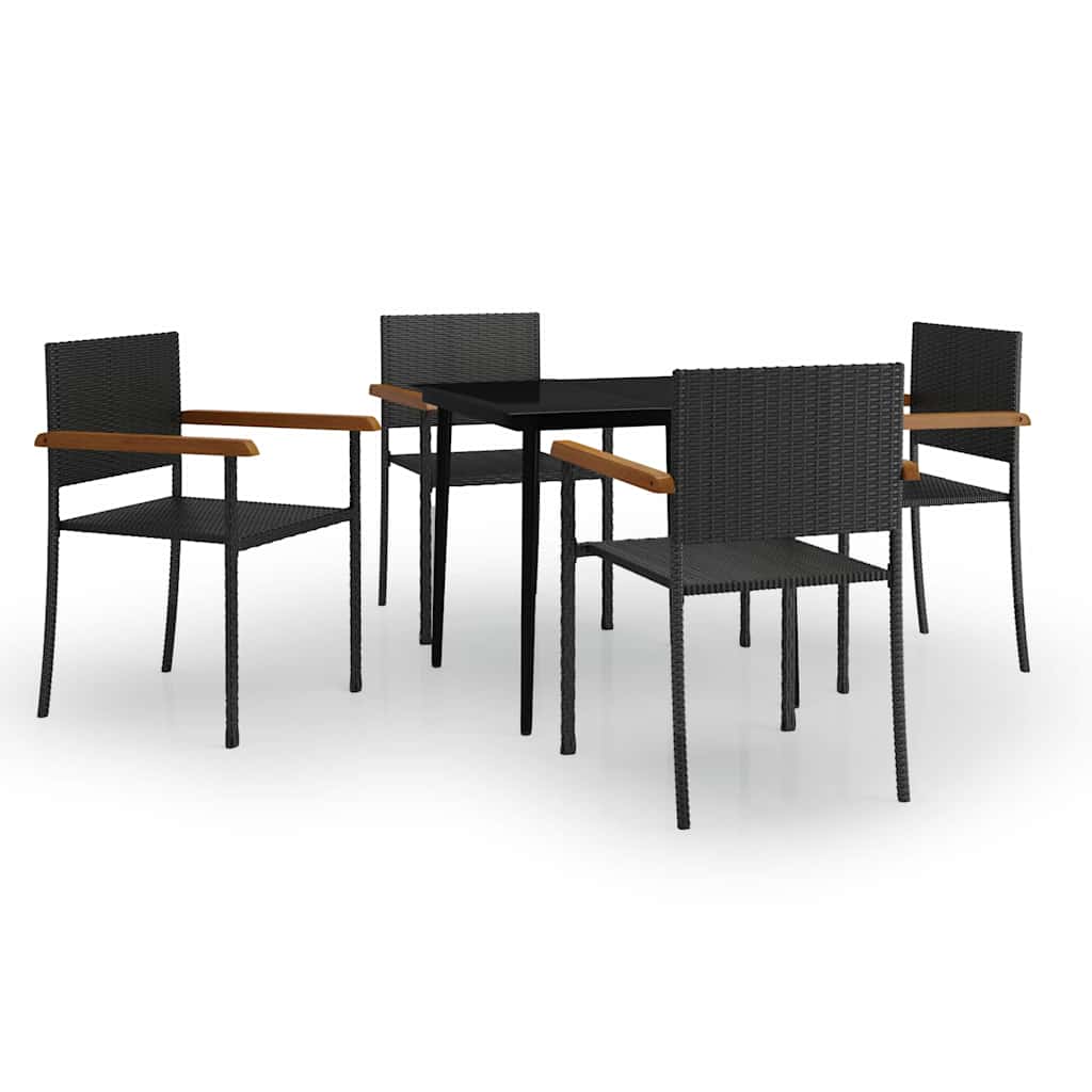 Outdoor Furniture Set 7 Piece Garden Dining Black Poly Rattan Black And Brown 2