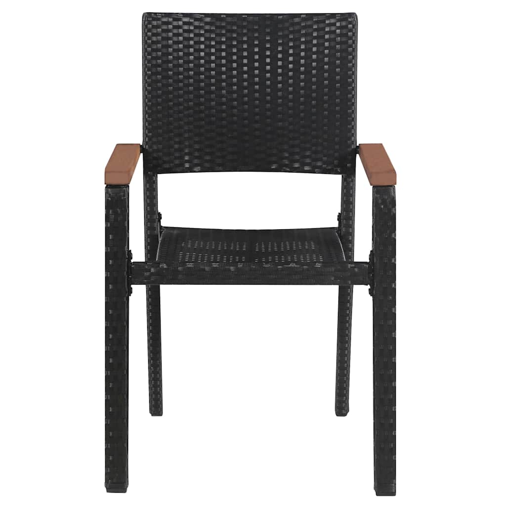 Outdoor Furniture Set 7 Piece Garden Dining Black Poly Rattan Black And Brown 2