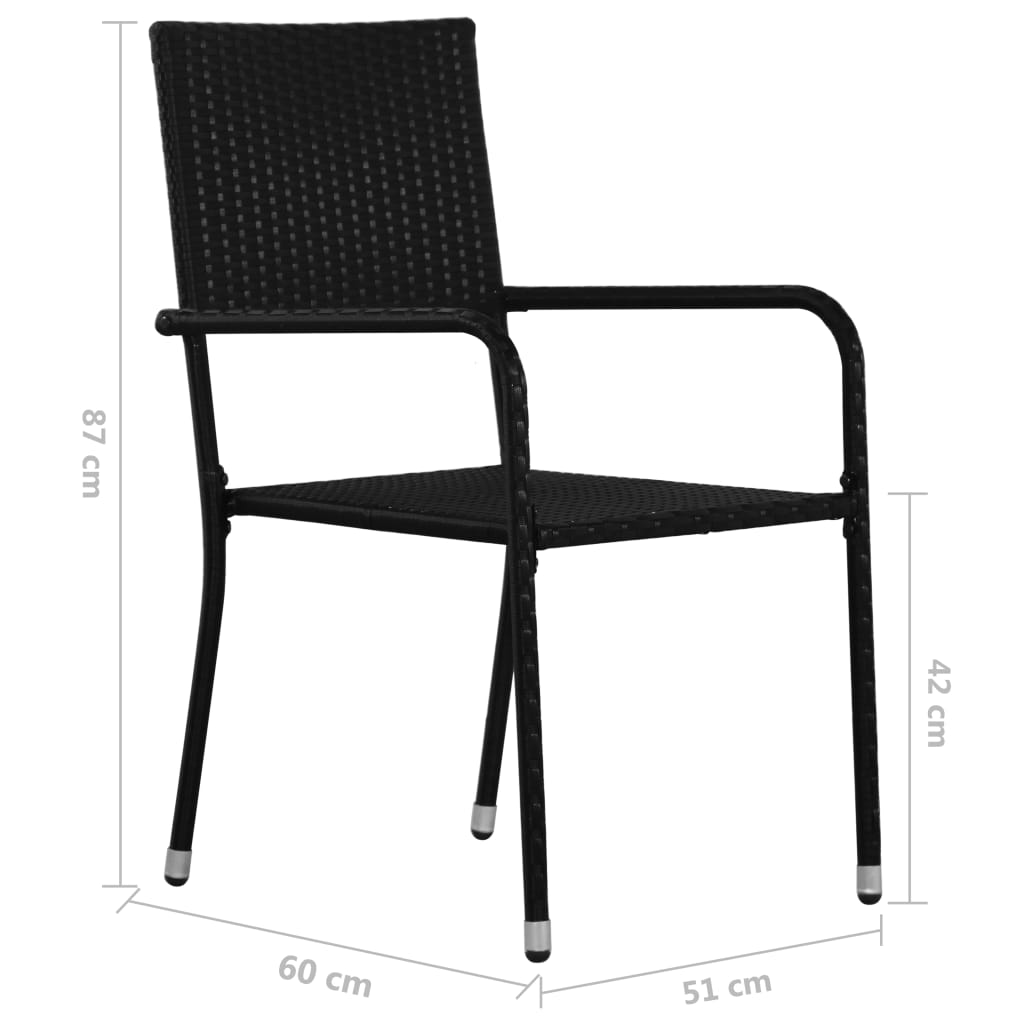 Garden Dining Chair | Set Of 2 | | Pe Rattan, Steel | Standard