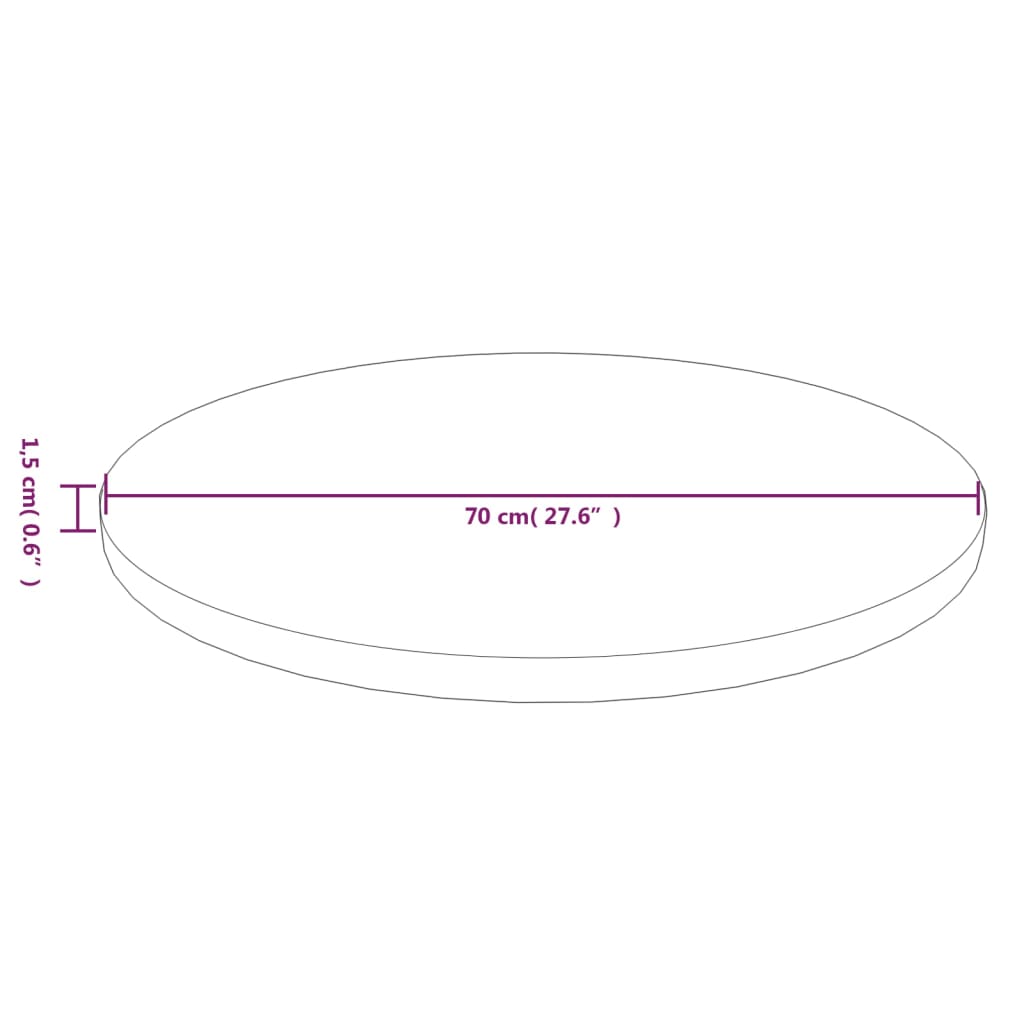 Round Table Top Ø70X1.5 Cm Treated Solid Wood Oak