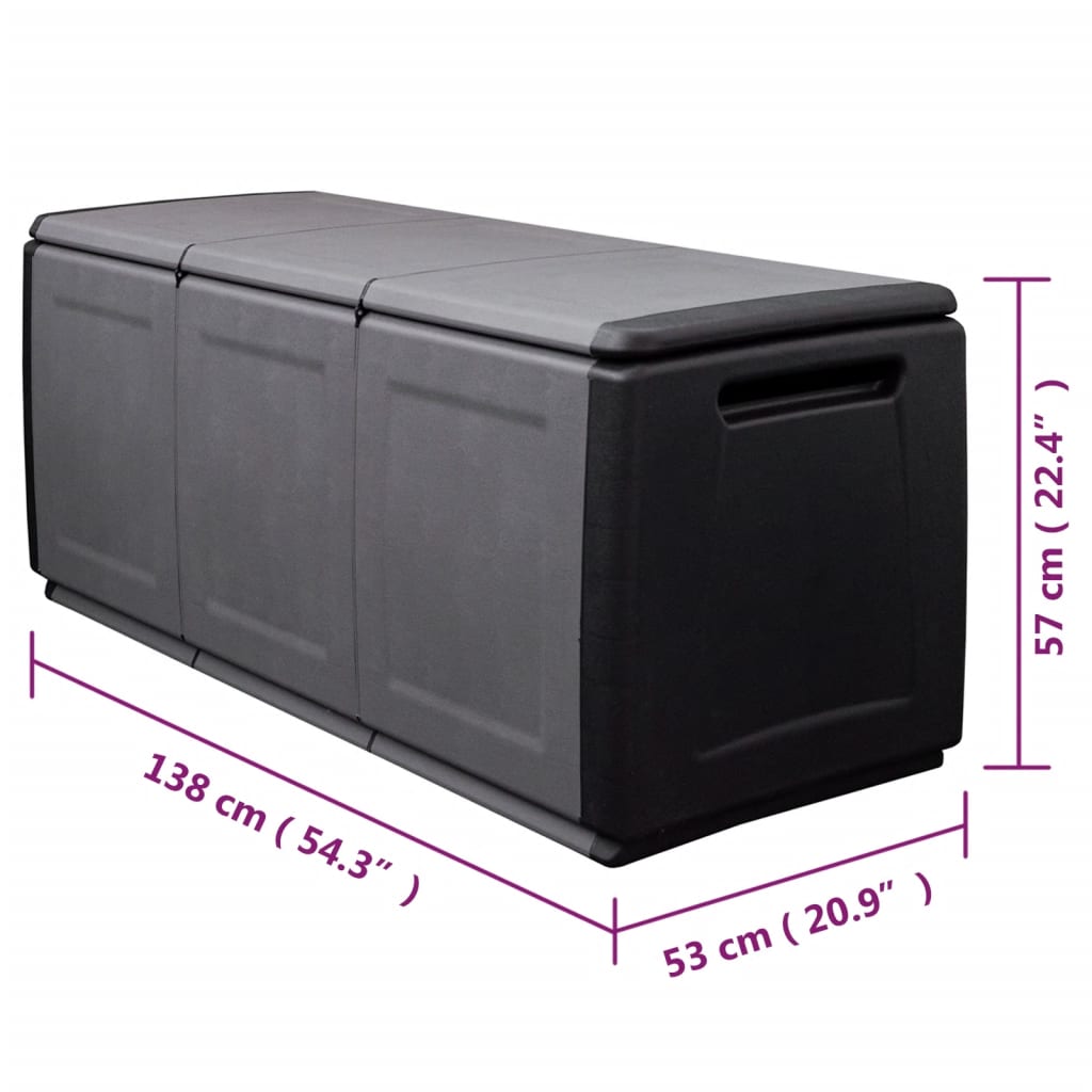 Garden Storage Box 330 L Dark Grey And Black