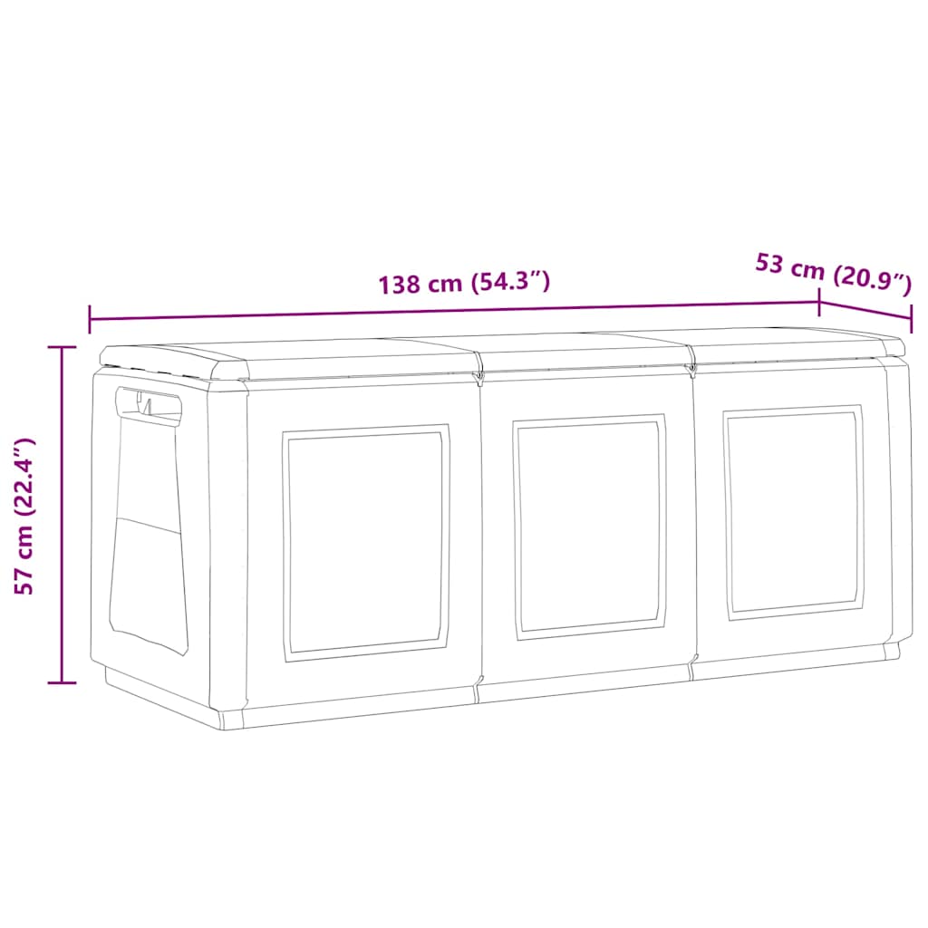 Garden Storage Box 330 L Dark Grey And Black