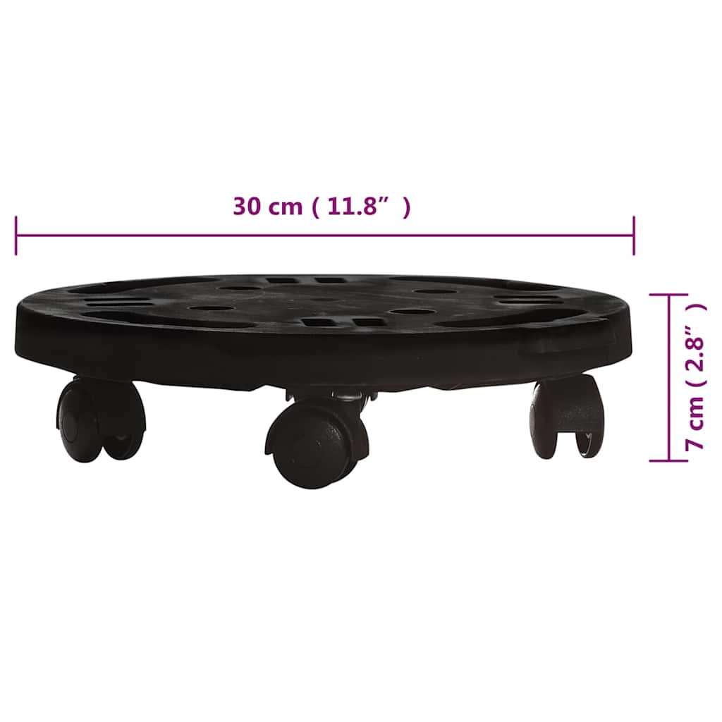 Plant Stands Caddy Trolley Wheels 30cm Black Heavy Duty 170kg Pot Stand
