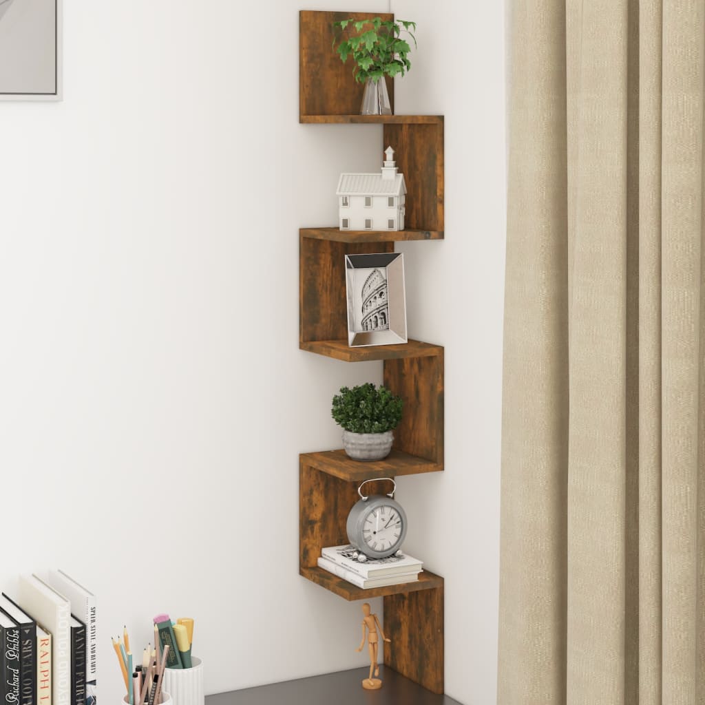 Wall Corner Shelf 32X32X127,5 Cm Engineered Wood