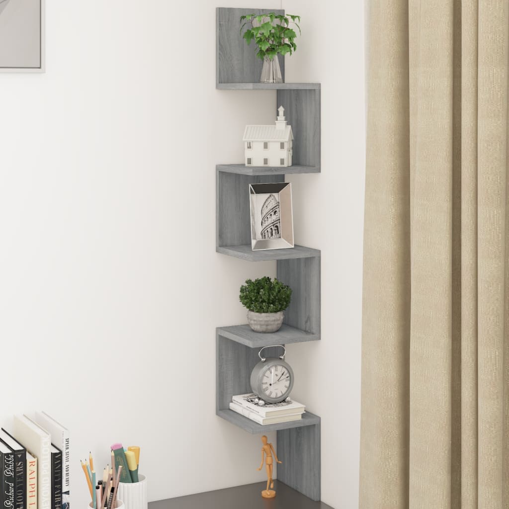 Wall Corner Shelf 32X32X127,5 Cm Engineered Wood