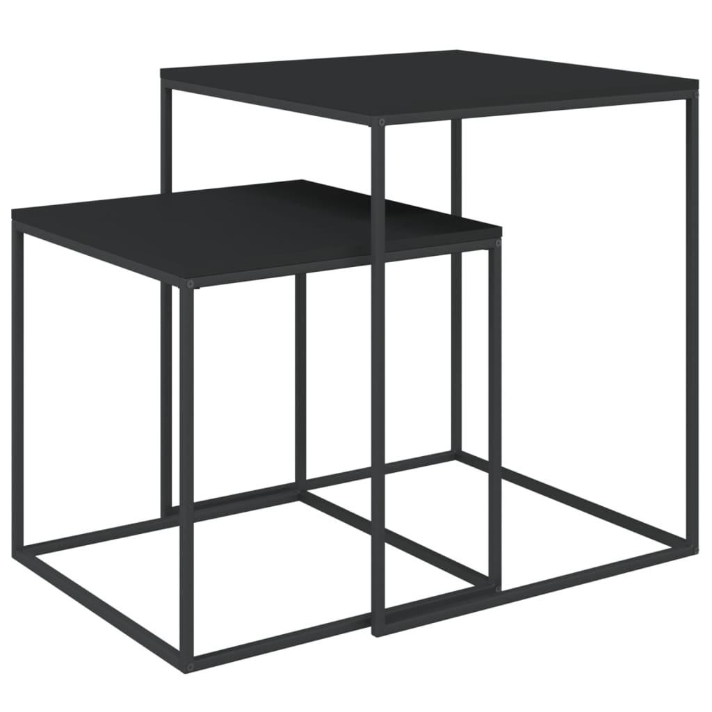 Coffee Table Set 2 Pcs Engineered Wood And Metal