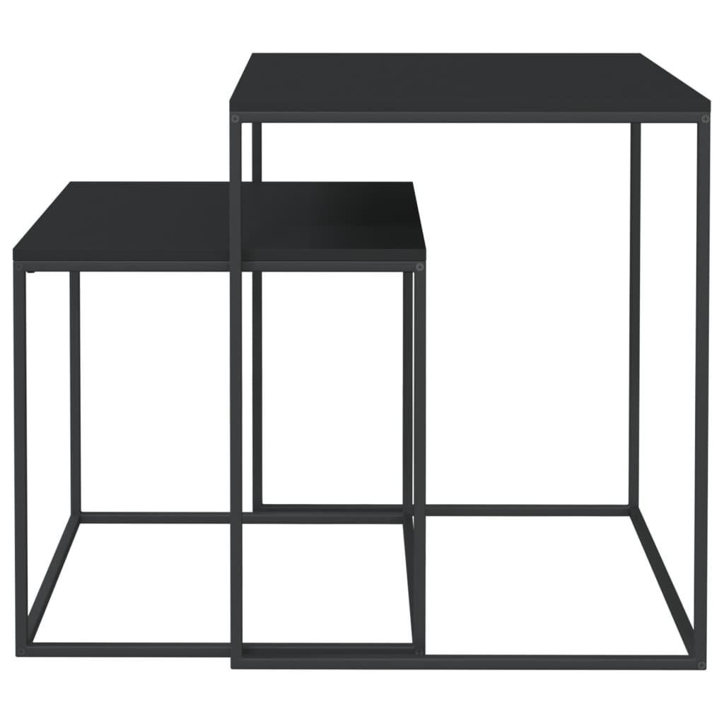 Coffee Table Set 2 Pcs Engineered Wood And Metal