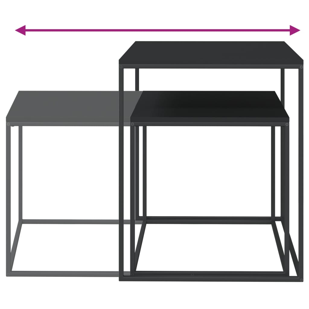 Coffee Table Set 2 Pcs Engineered Wood And Metal