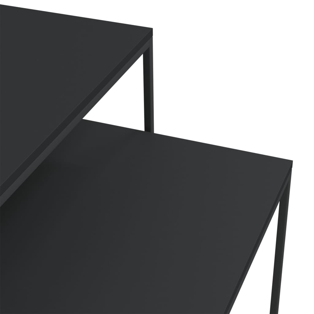 Coffee Table Set 2 Pcs Engineered Wood And Metal