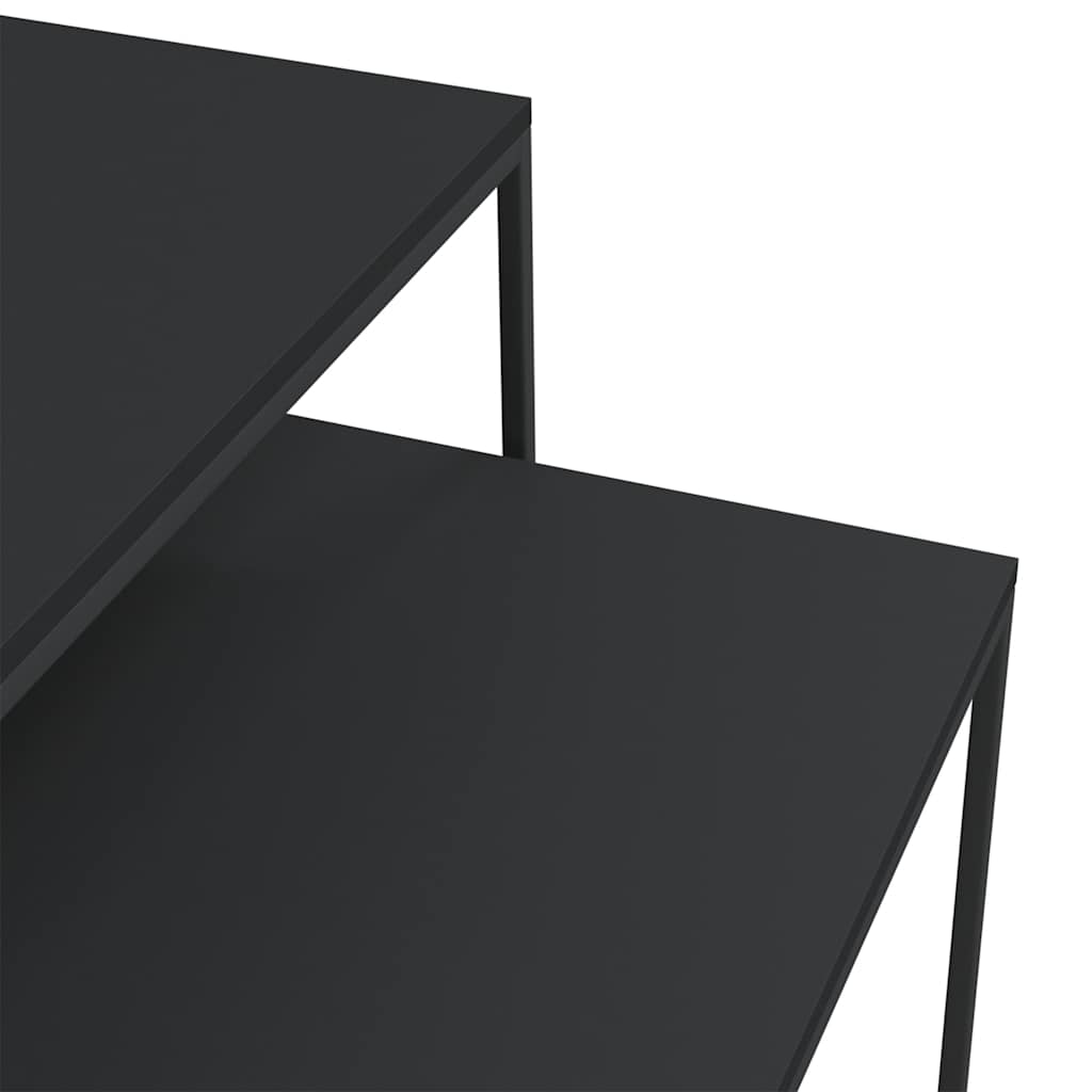 Coffee Table Set 2 Pcs Engineered Wood And Metal