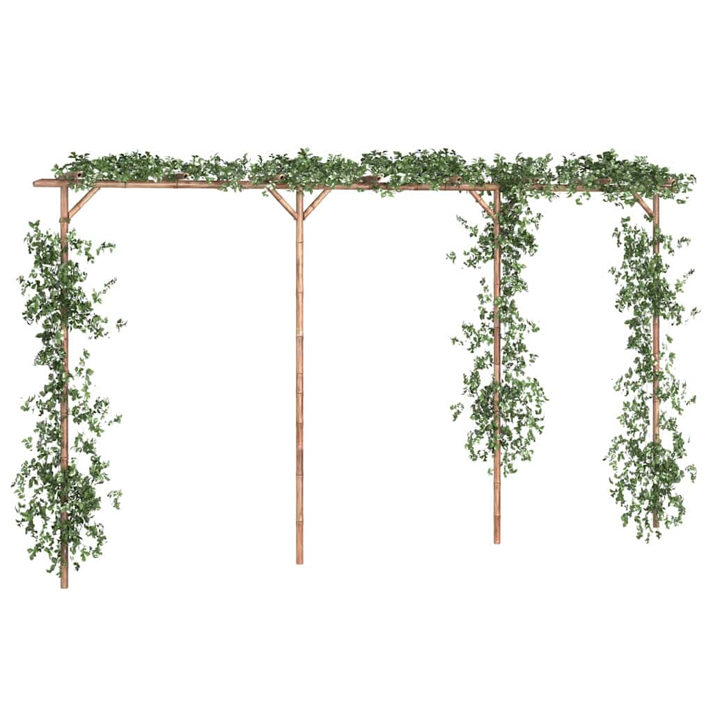 Garden Arches Trellises Arbours & Pergolas Bamboo Pergola 385x40x205cm Outdoor C