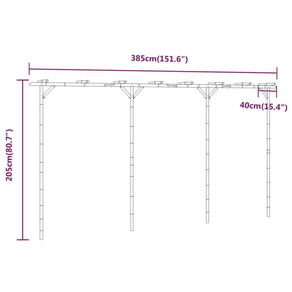 Pergola Bamboo 385X40X205 Cm