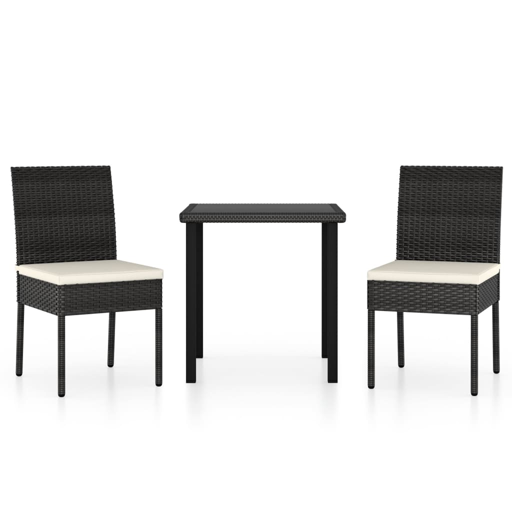 3 Piece Outdoor Dining Set With Cushions Poly Rattan