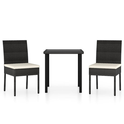 3 Piece Outdoor Dining Set With Cushions Poly Rattan