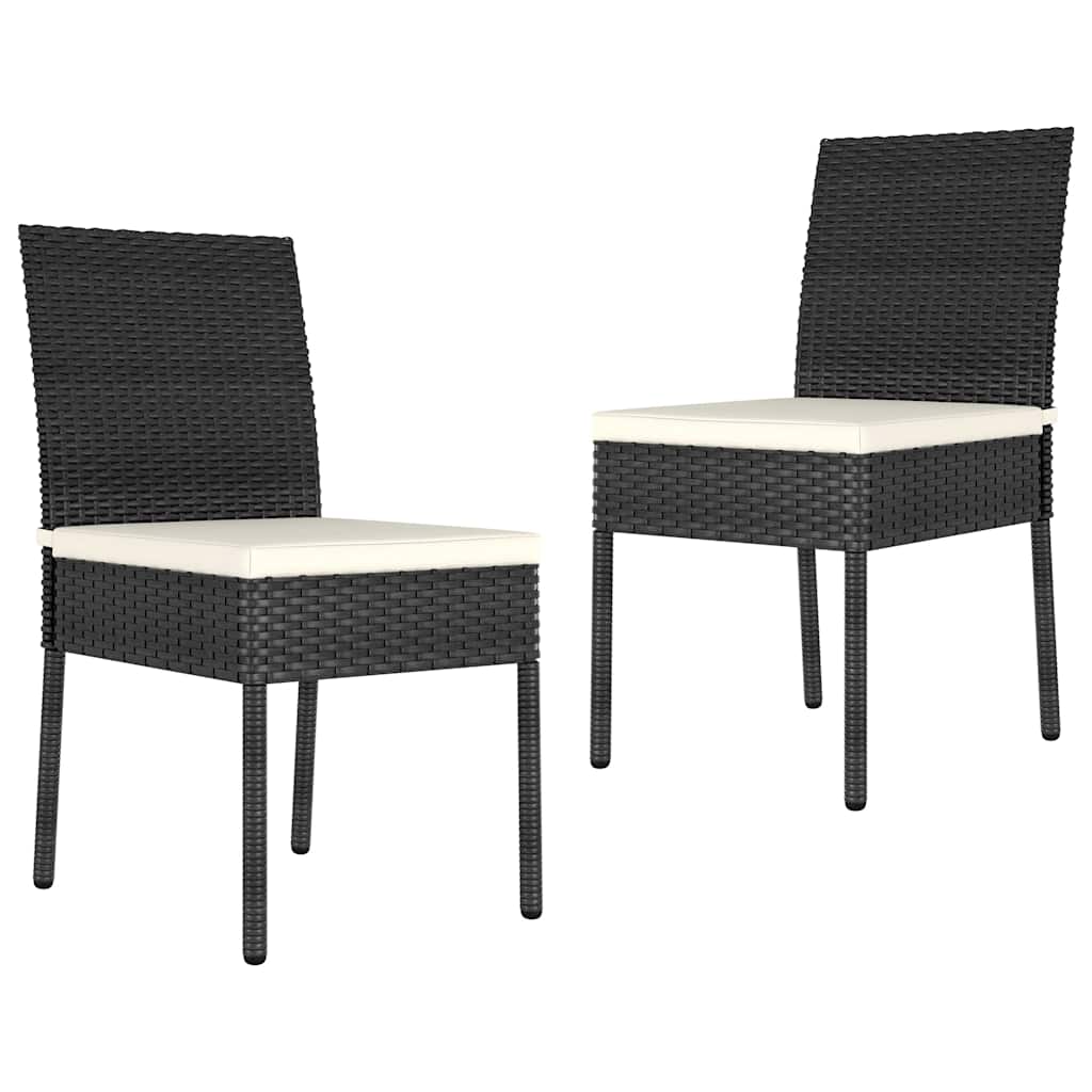 Outdoor Furniture Set 3 Piece Dining Cushions Poly Rattan Black Grey Glass 70 Cm