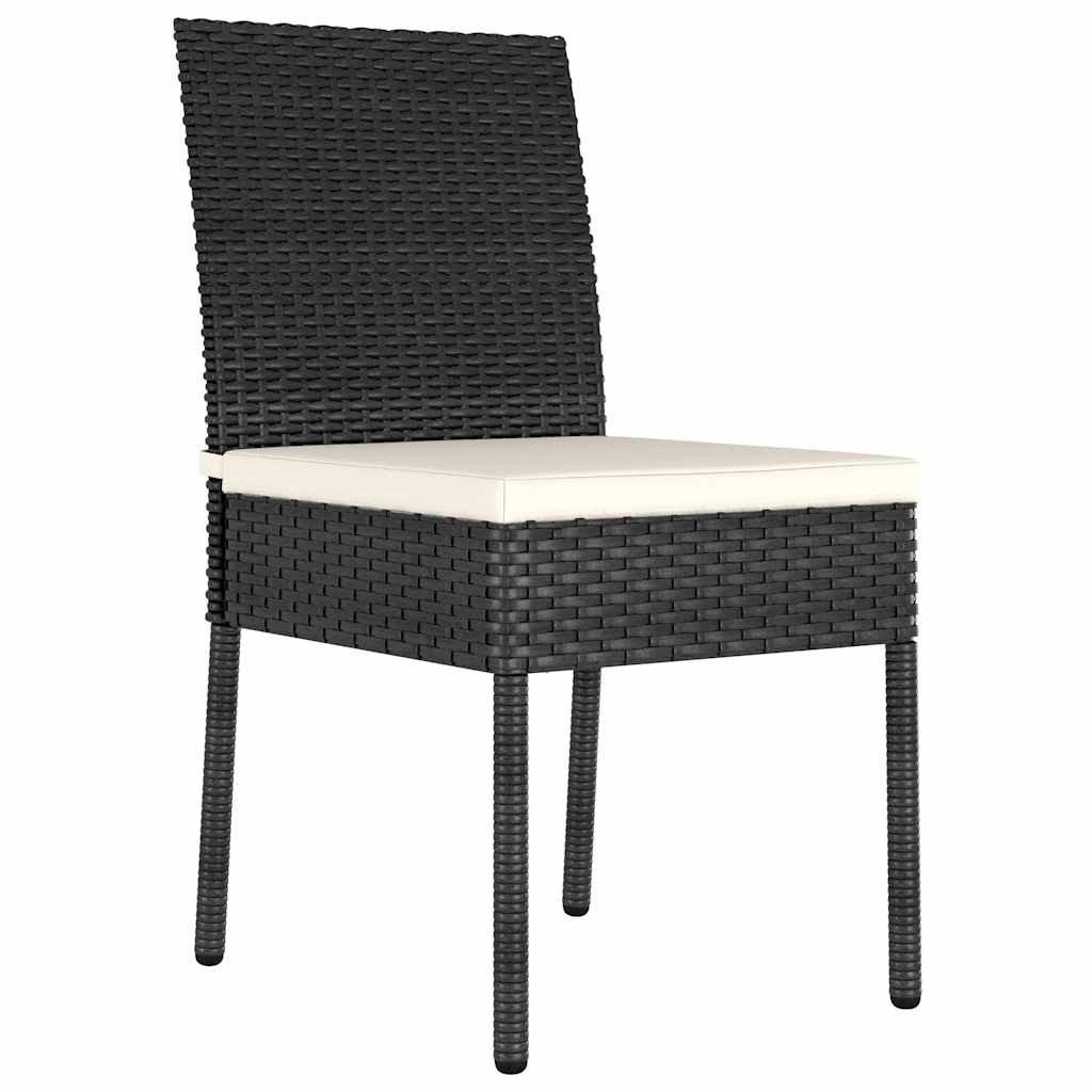 Outdoor Furniture Set 3 Piece Dining Cushions Poly Rattan Black Grey Glass 70 Cm