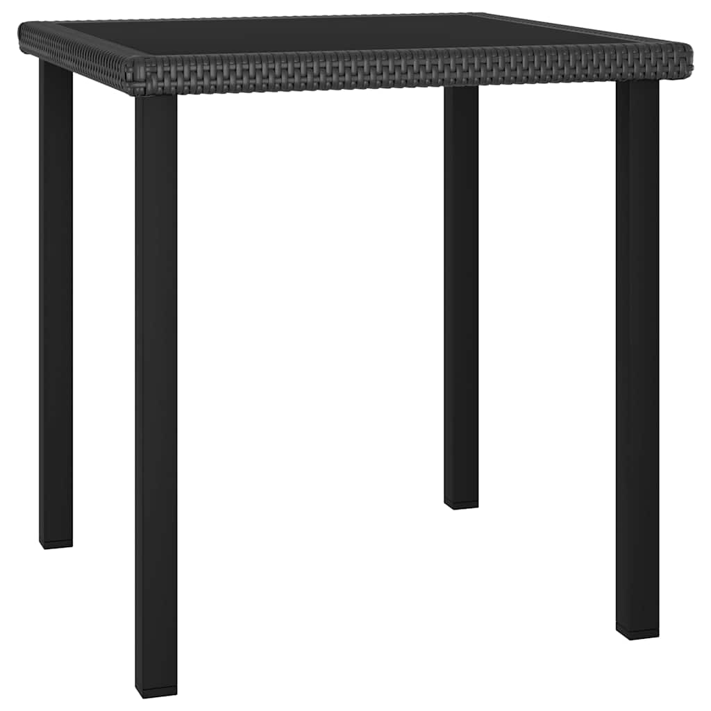 Outdoor Furniture Set 3 Piece Dining Cushions Poly Rattan Black Grey Glass 70 Cm