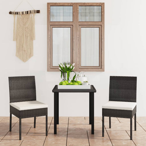 3 Piece Outdoor Dining Set With Cushions Poly Rattan