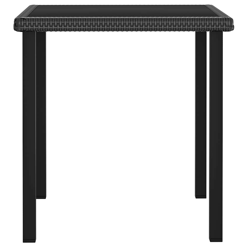 Outdoor Furniture Set 3 Piece Dining Cushions Poly Rattan Black Grey Glass 70 Cm