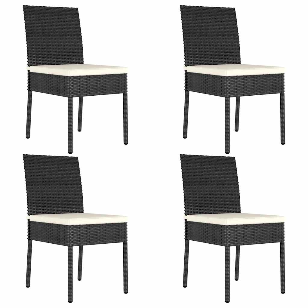 Outdoor Furniture Set 3 Piece Dining Cushions Poly Rattan Black Grey Glass 70 Cm