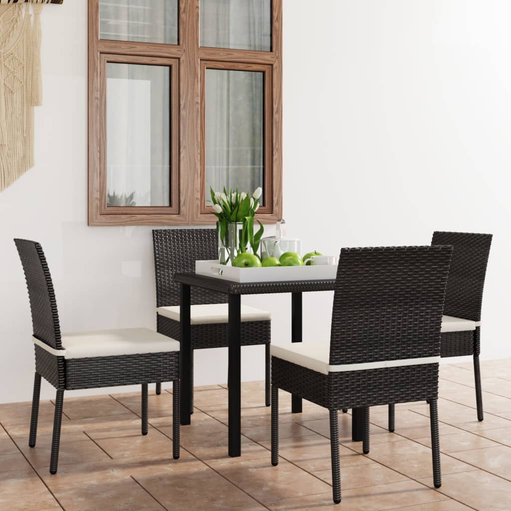 3 Piece Outdoor Dining Set With Cushions Poly Rattan