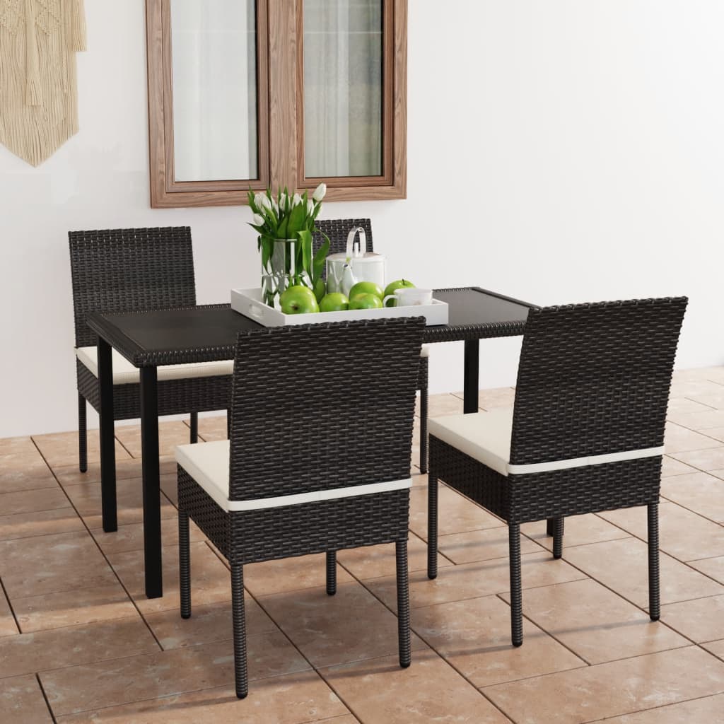 3 Piece Outdoor Dining Set With Cushions Poly Rattan