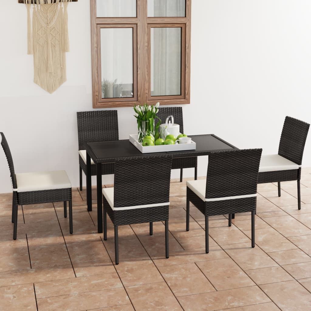 3 Piece Outdoor Dining Set With Cushions Poly Rattan