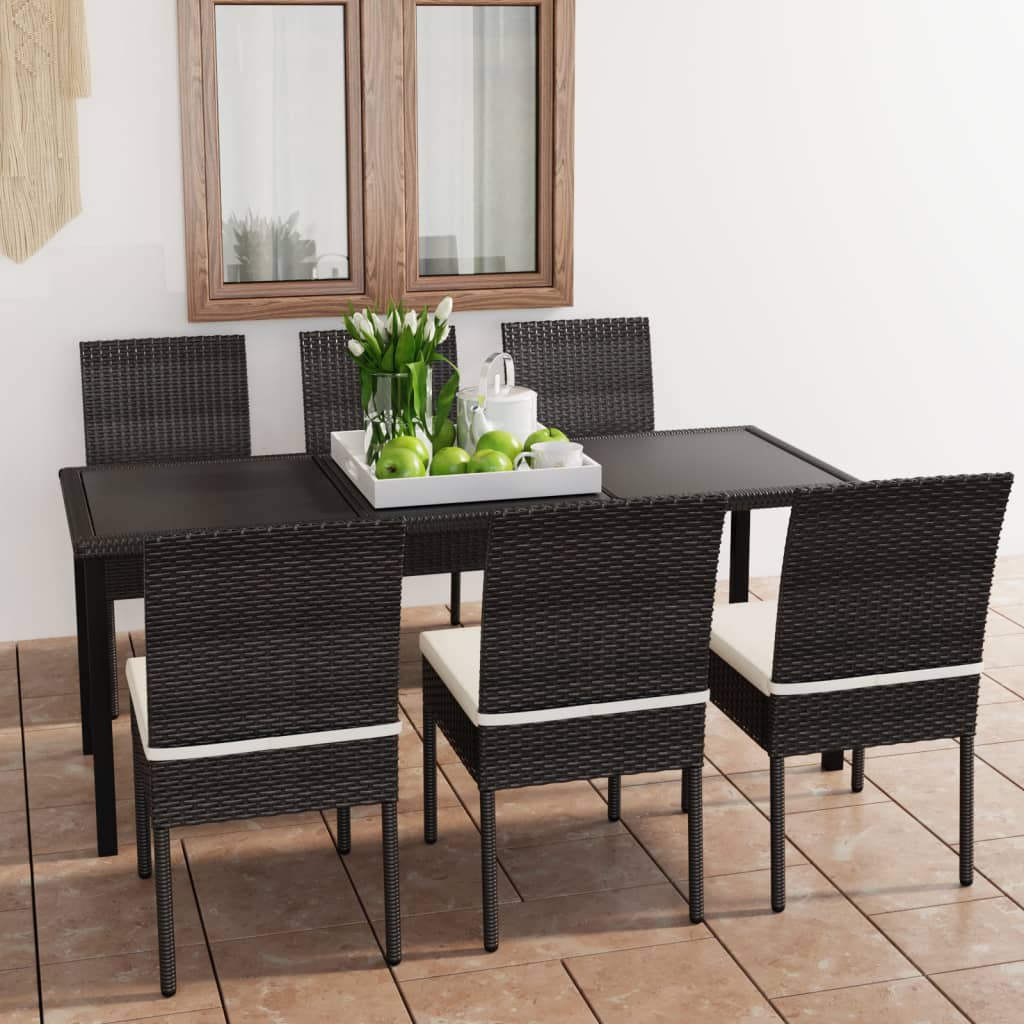 3 Piece Outdoor Dining Set With Cushions Poly Rattan