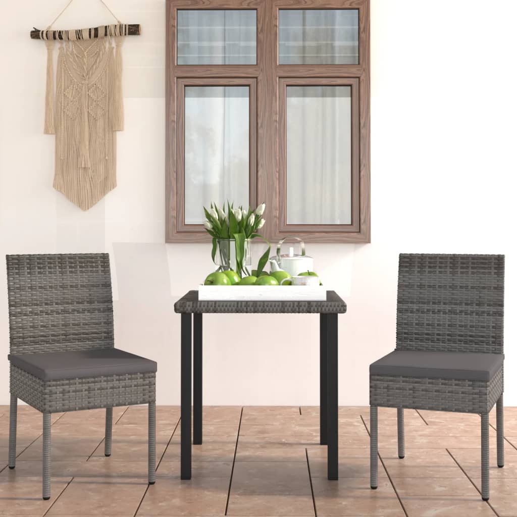 3 Piece Outdoor Dining Set With Cushions Poly Rattan