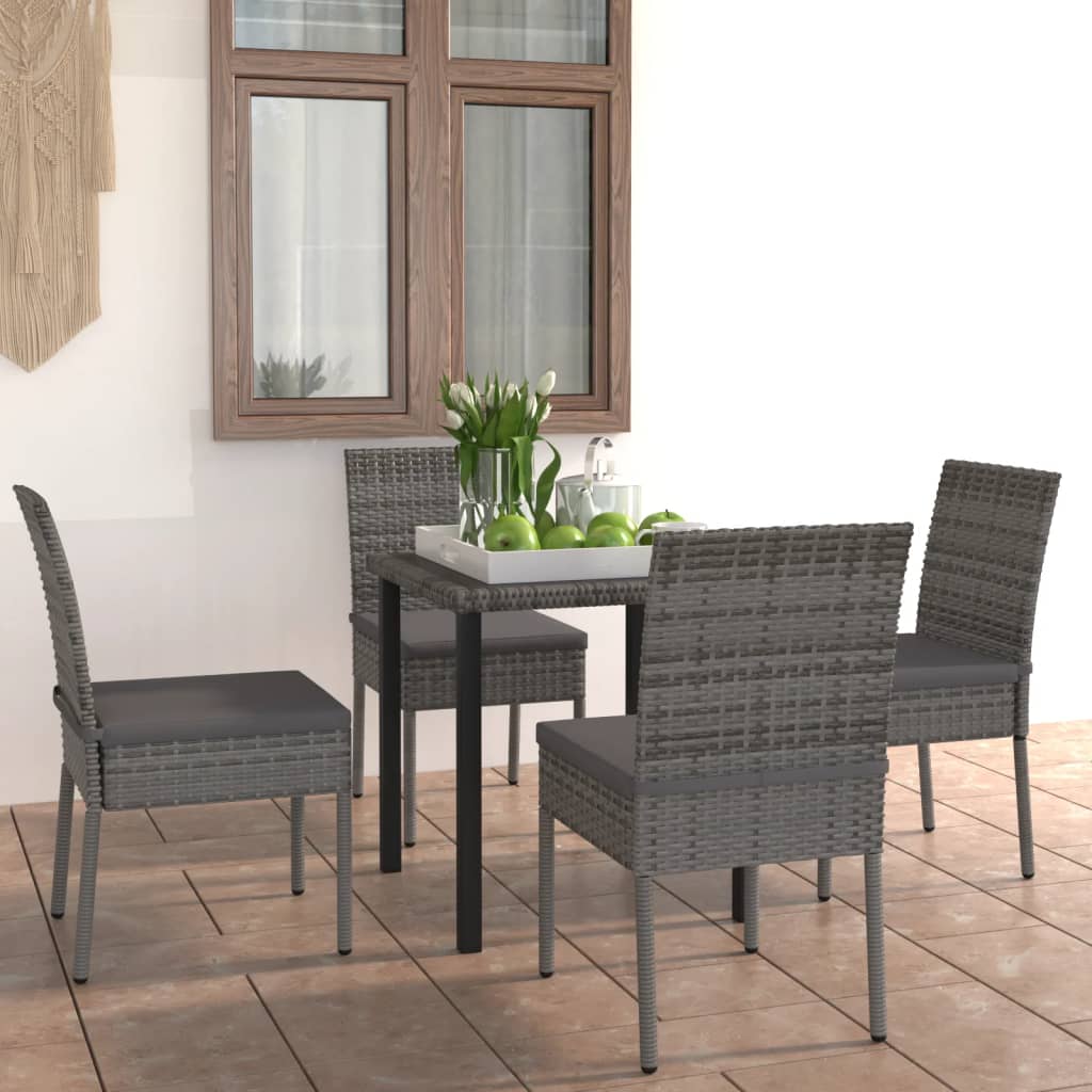 3 Piece Outdoor Dining Set With Cushions Poly Rattan