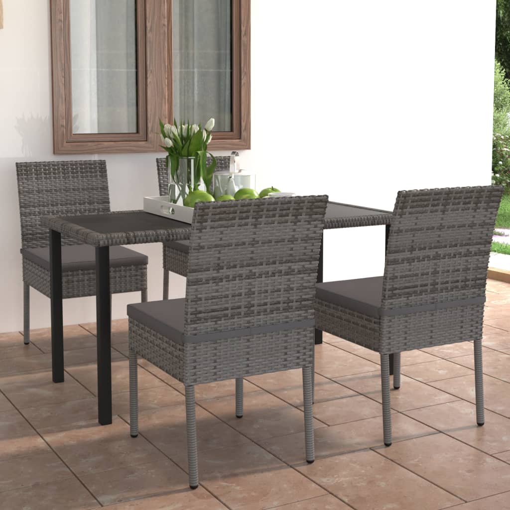 3 Piece Outdoor Dining Set With Cushions Poly Rattan