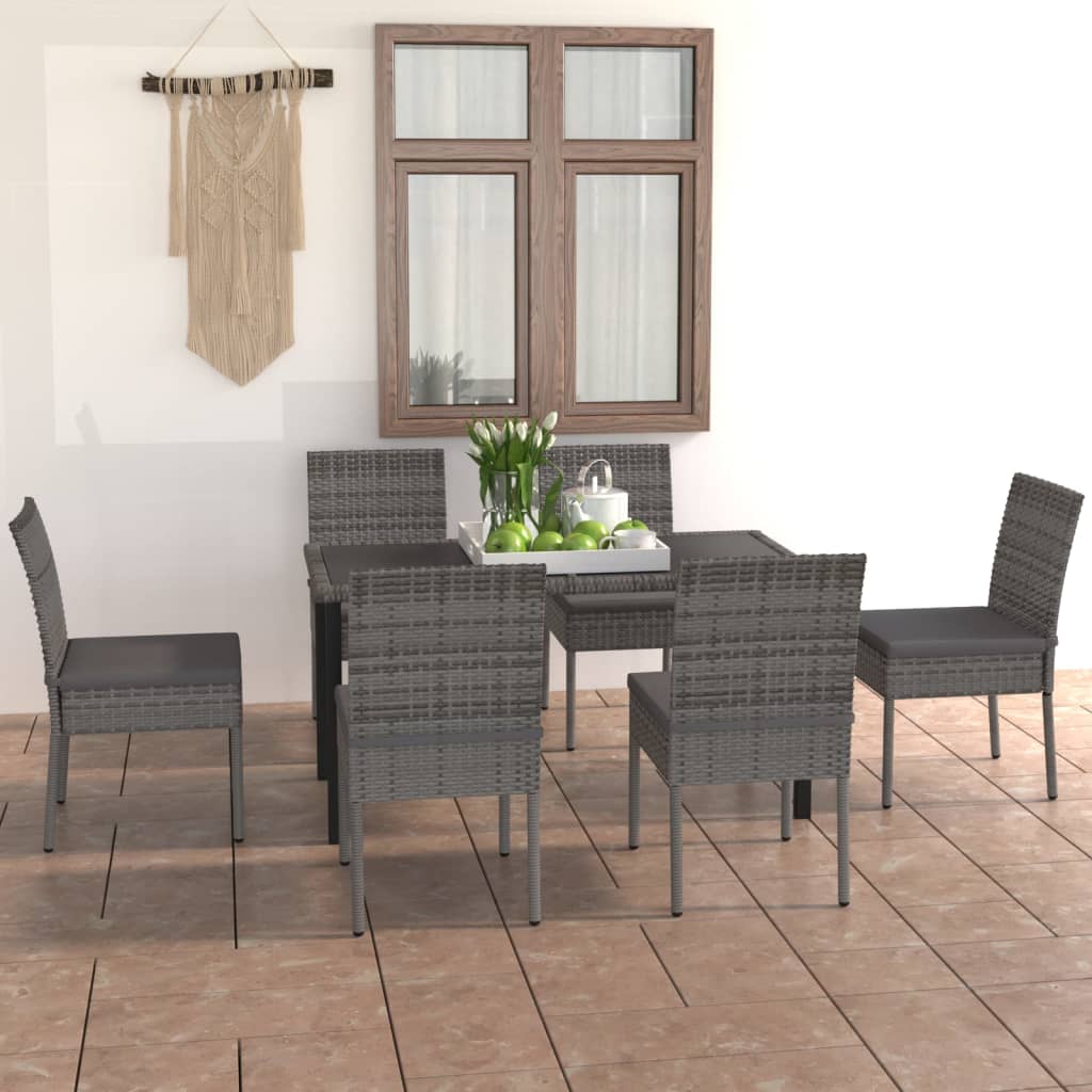 3 Piece Outdoor Dining Set With Cushions Poly Rattan