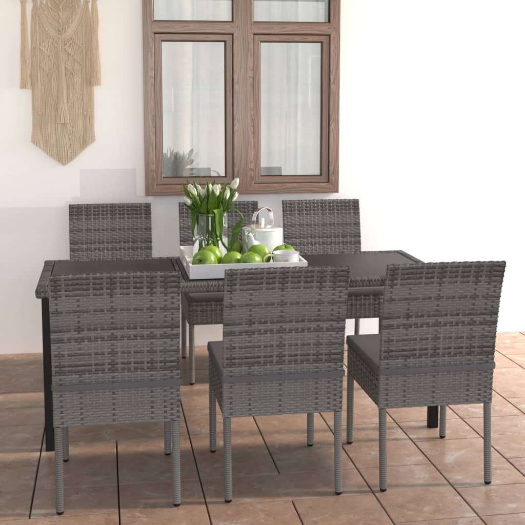 3 Piece Outdoor Dining Set With Cushions Poly Rattan