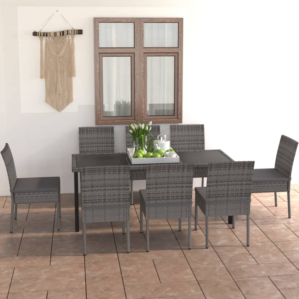 3 Piece Outdoor Dining Set With Cushions Poly Rattan