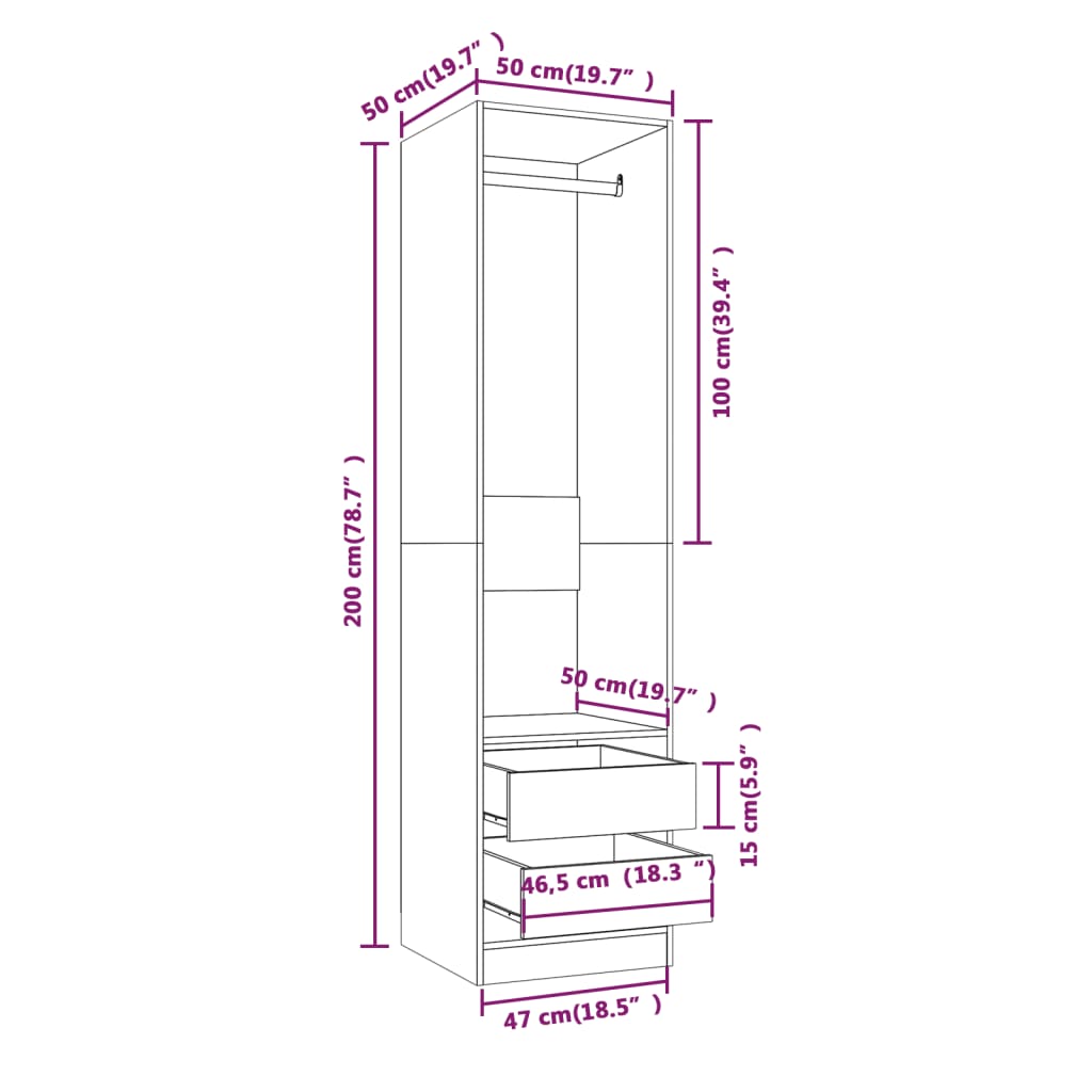 Wardrobe With Drawers Engineered Wood