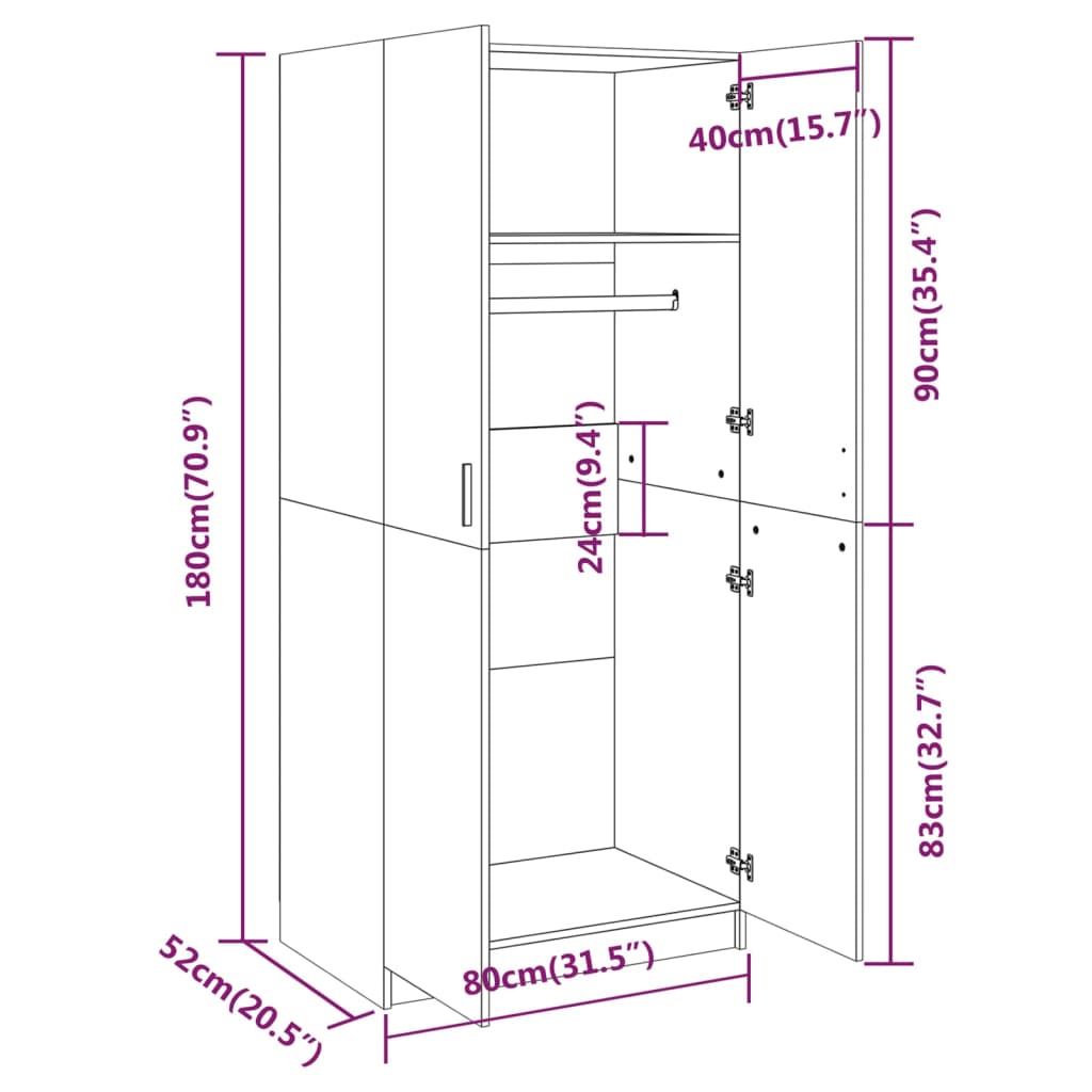 Wardrobe 80X50X180 Cm Engineered Wood