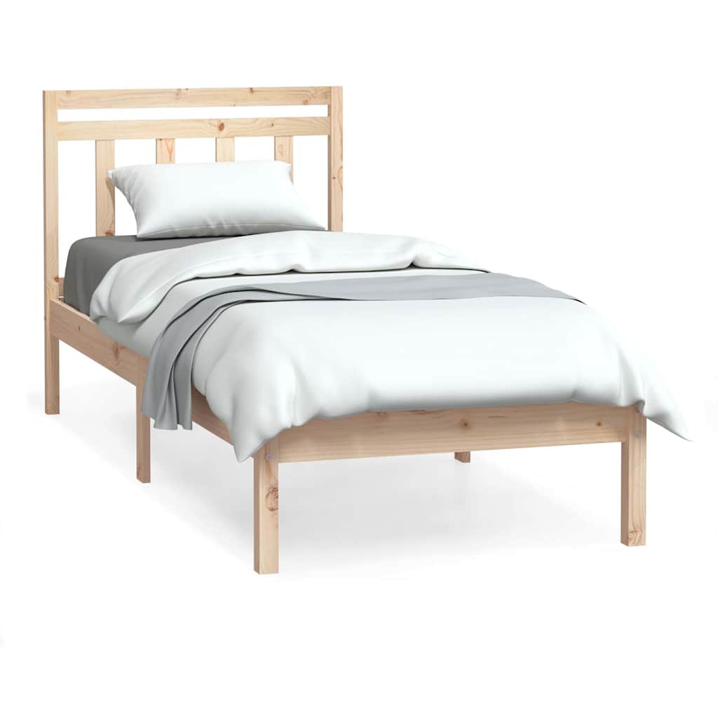Bed Frame 205.5 X 155.5 100 Cm Solid Pine Wood Natural White Black Grey 205.5 cm