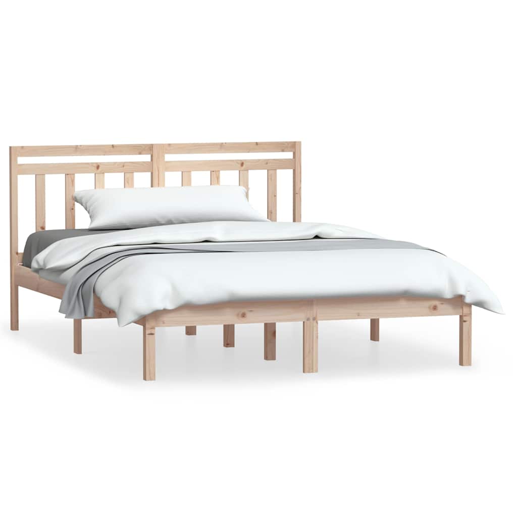 Bed Frame 205.5 X 155.5 100 Cm Solid Pine Wood Natural White Black Grey 205.5 cm