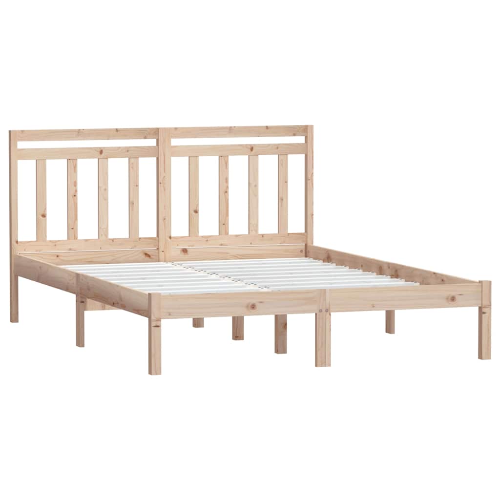 Bed Frame 205.5 X 155.5 100 Cm Solid Pine Wood Natural White Black Grey 205.5 cm