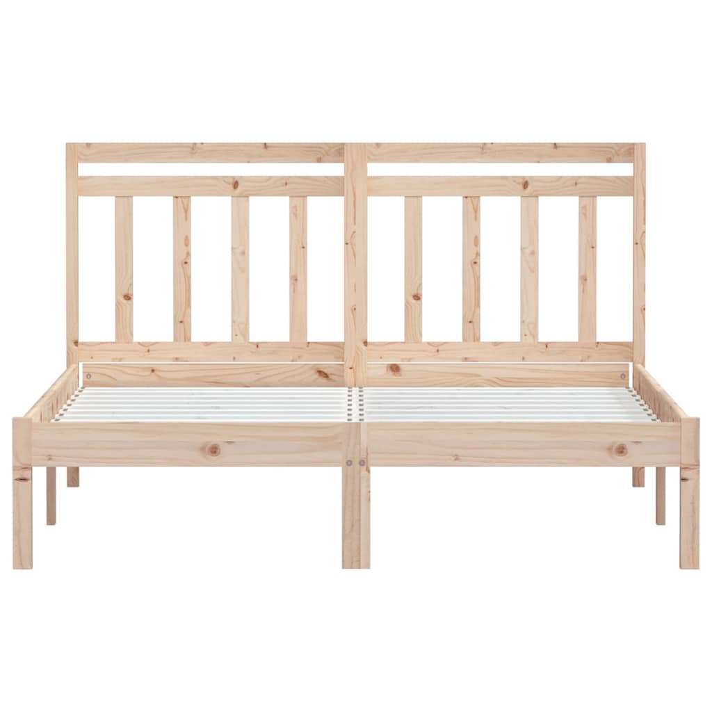 Bed Frame 205.5 X 155.5 100 Cm Solid Pine Wood Natural White Black Grey 205.5 cm