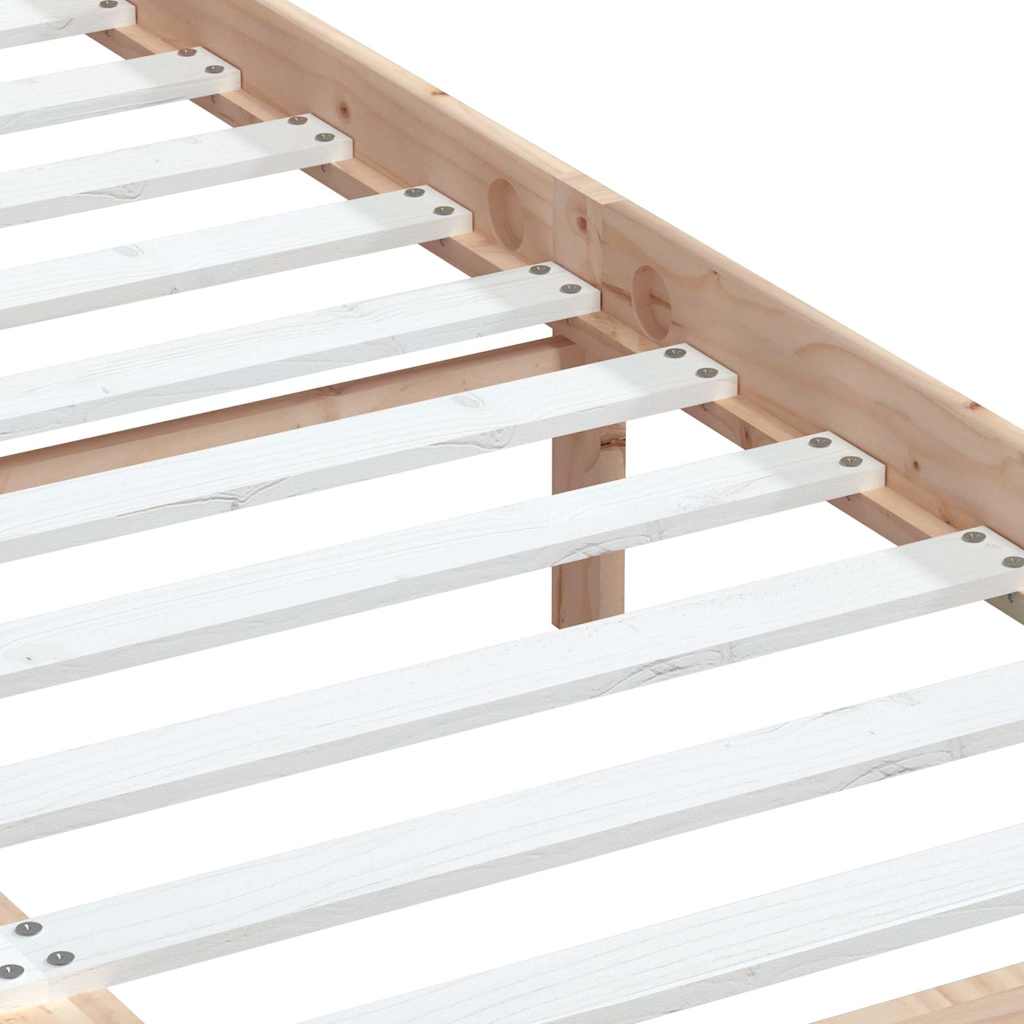 Bed Frame 205.5 X 155.5 100 Cm Solid Pine Wood Natural White Black Grey 205.5 cm