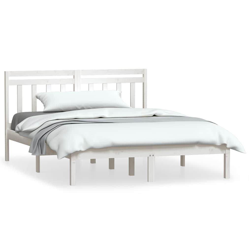 Bed Frame 205.5 X 155.5 100 Cm Solid Pine Wood Natural White Black Grey 205.5 cm
